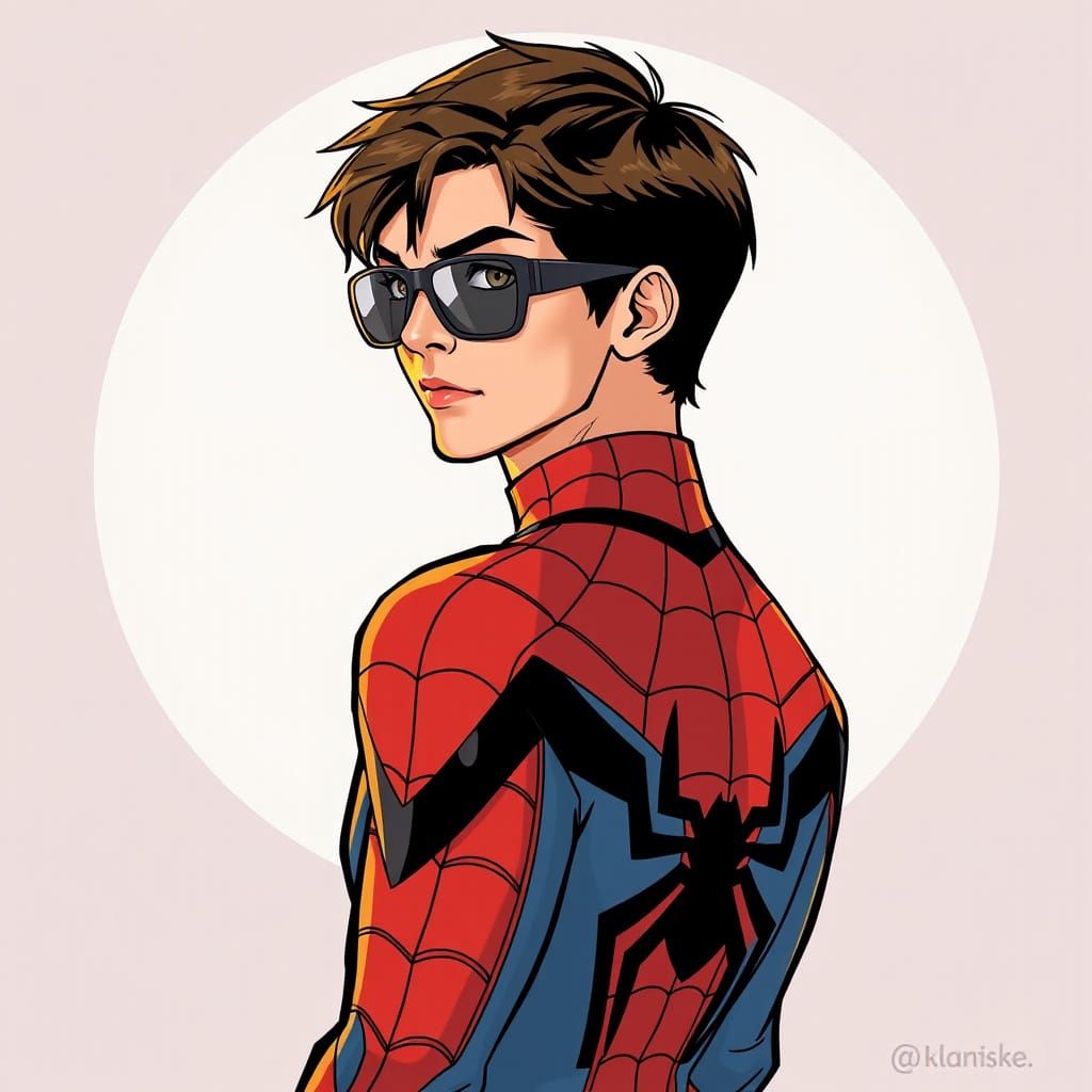 Spider-Man Glances Back in Comic Book Illustration