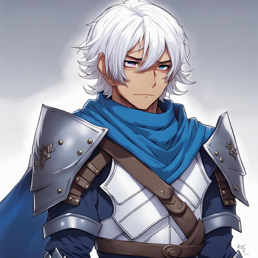 Halfling Rogue in Blue Armor, Anime Style