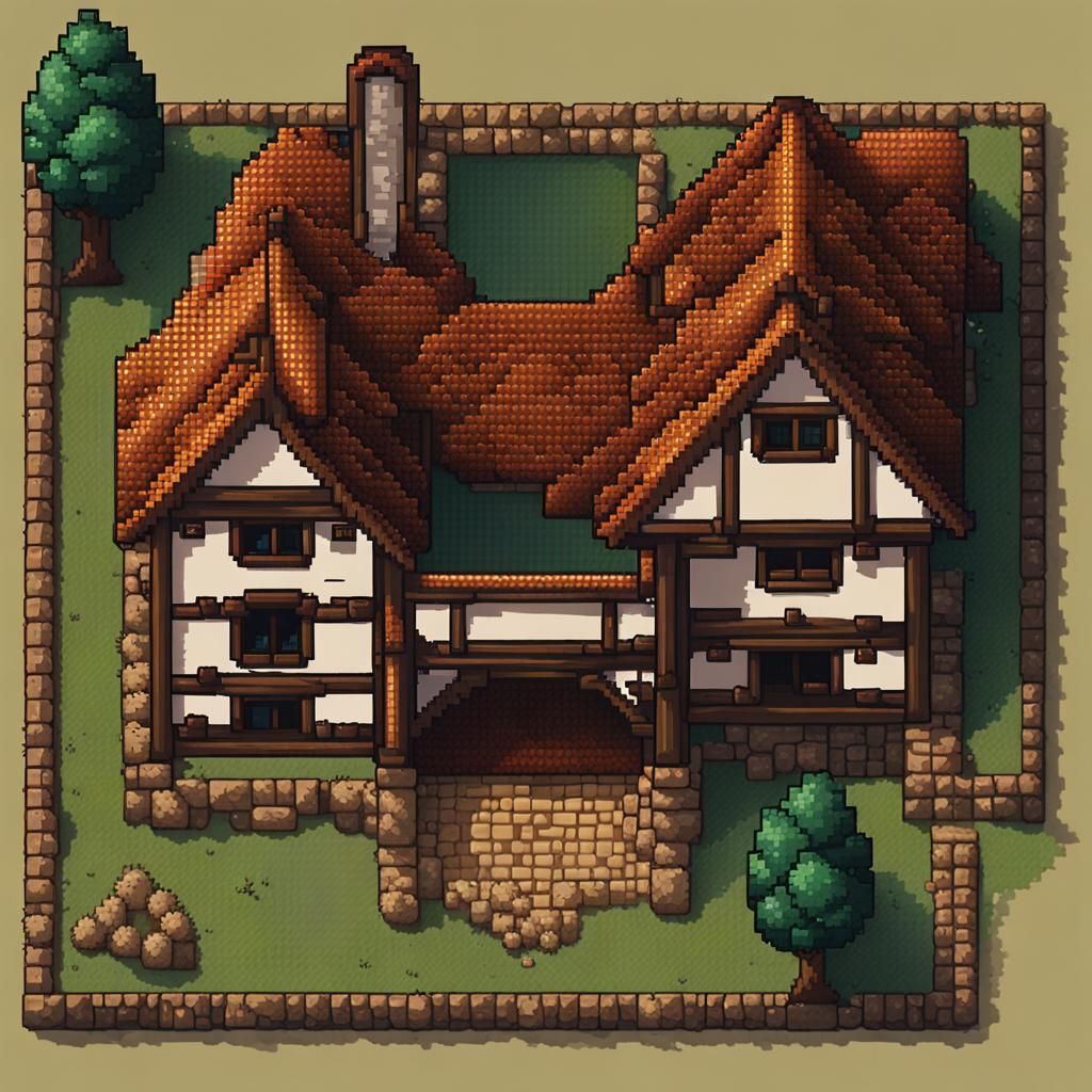 Pixel Art Top-Down Medieval House