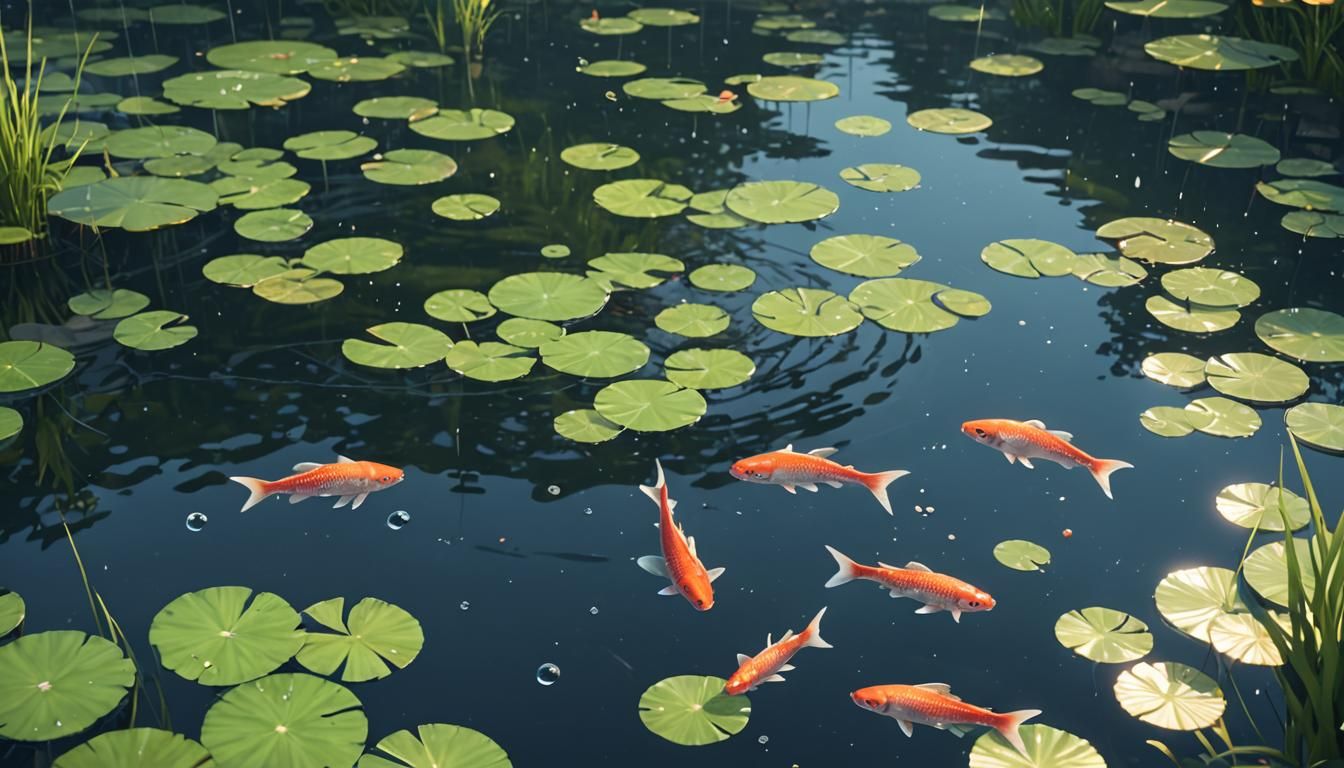 Koi Pond Anime Art in 3D
