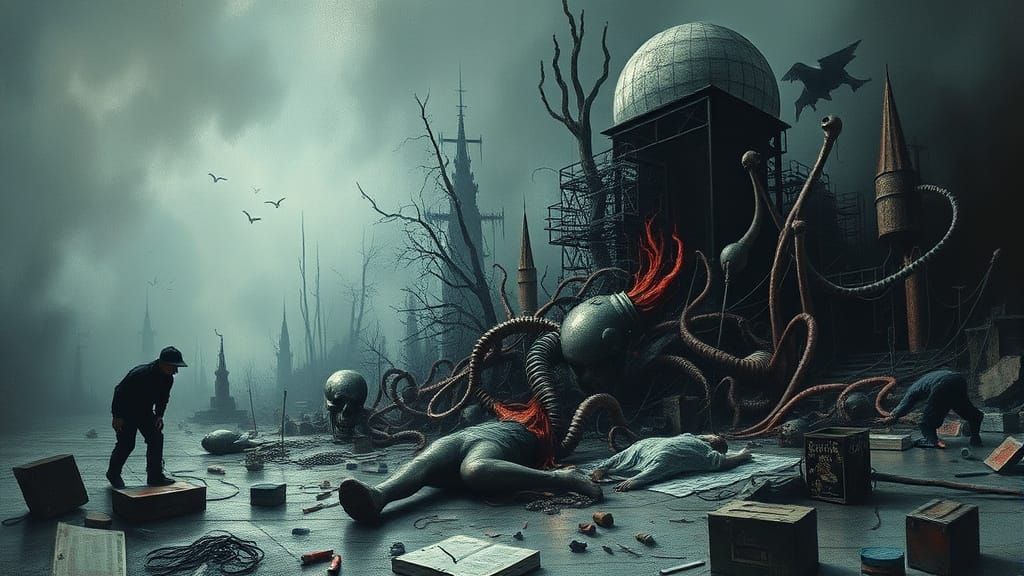 Dark, Moody Forensic Scene in Expressionist Style