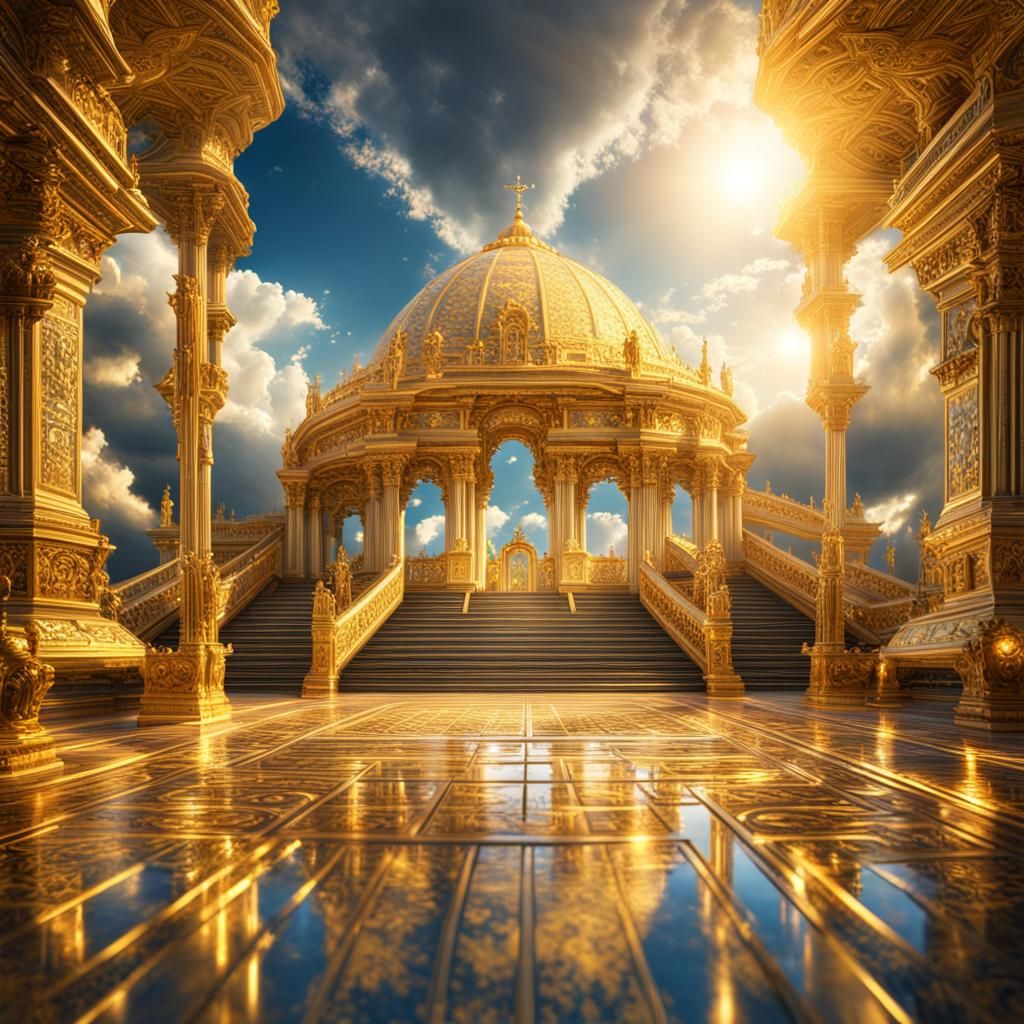Heavenly Sanctuary with Golden Path in 8K
