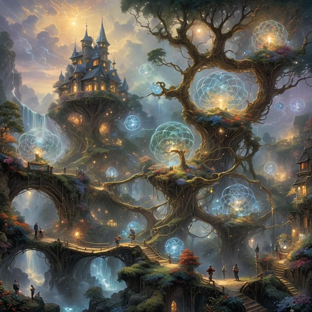 Glowing Knowledge Network in Ethereal Fantasy Style