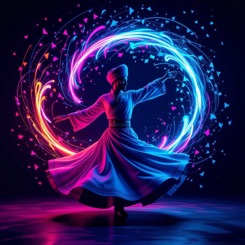 mesmerizing whirling dervish deluxe, 3d full body portrait, ...