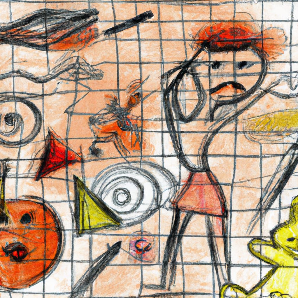 Child-Like Crayon Drawings Integrated into Minimalist Collag...