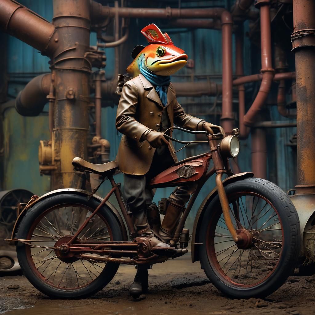 Trout Mask Dieselpunk on Steam Bicycle