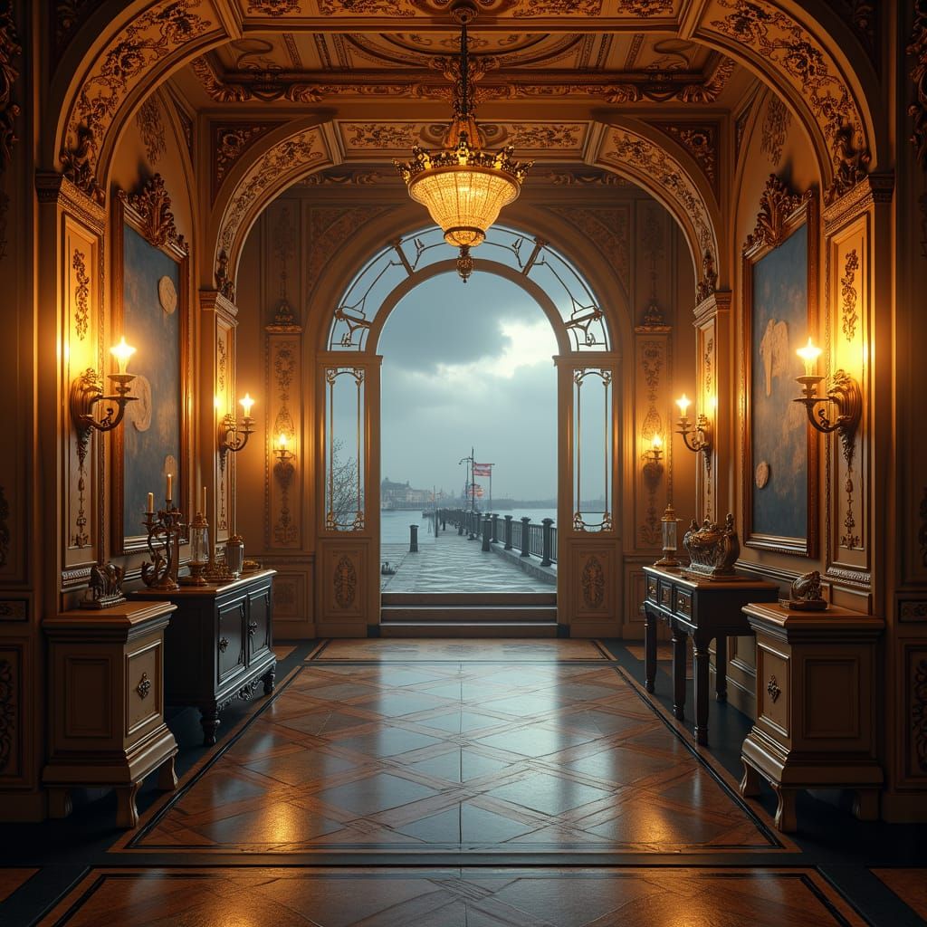 Opulent Opera House Hall in Digital Matte Painting Style