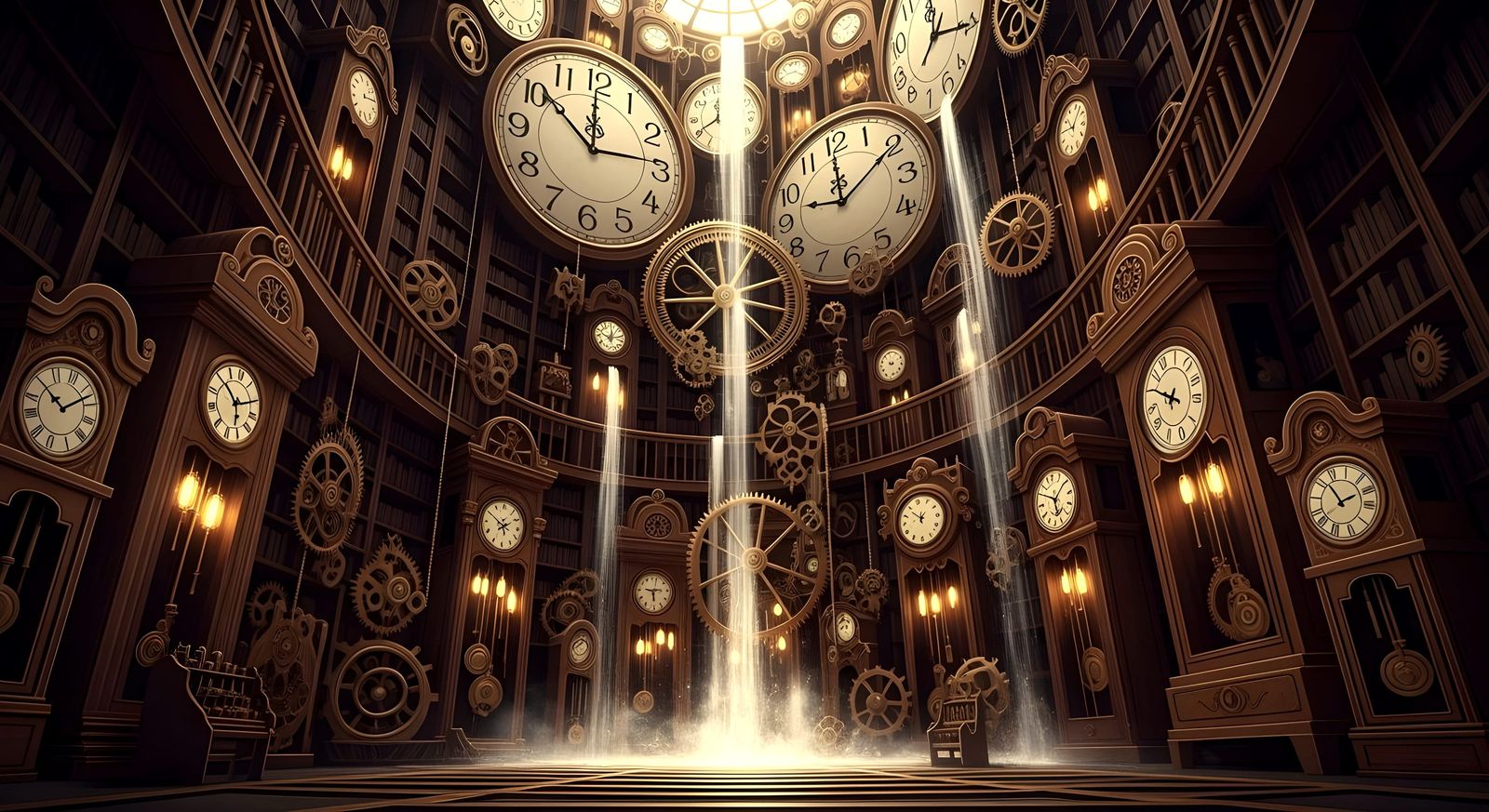 Steampunk Clockwork Library: A Grandfather Clock Wonderland