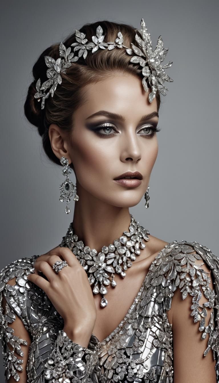 Glamorous Haute Couture Portrait in Photographic Style