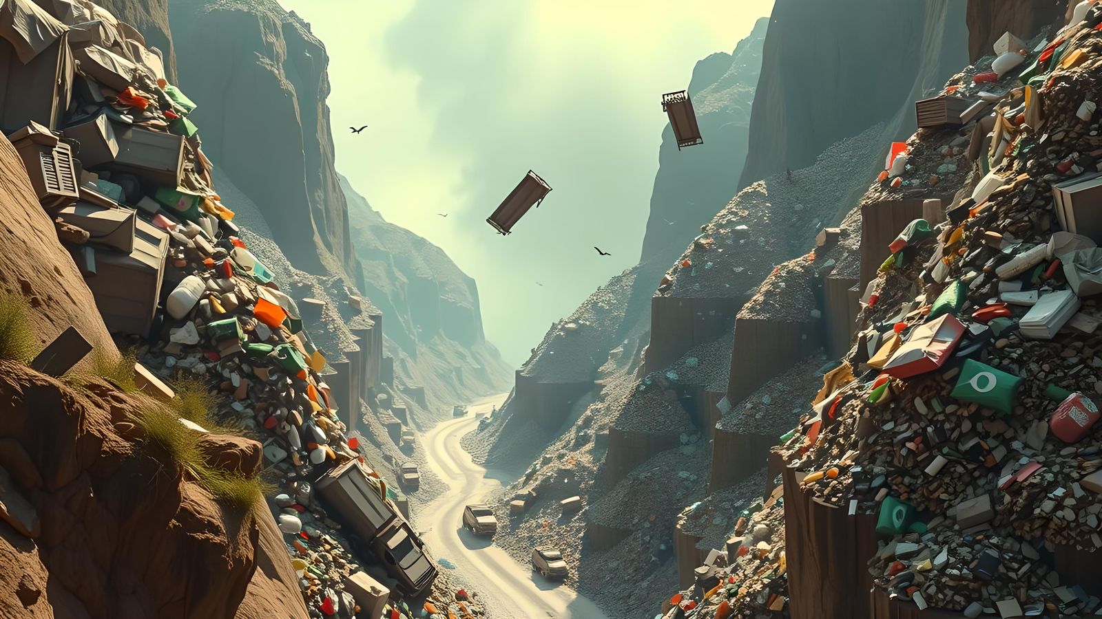 Low Poly Garbage Waves in Canyon Ravine