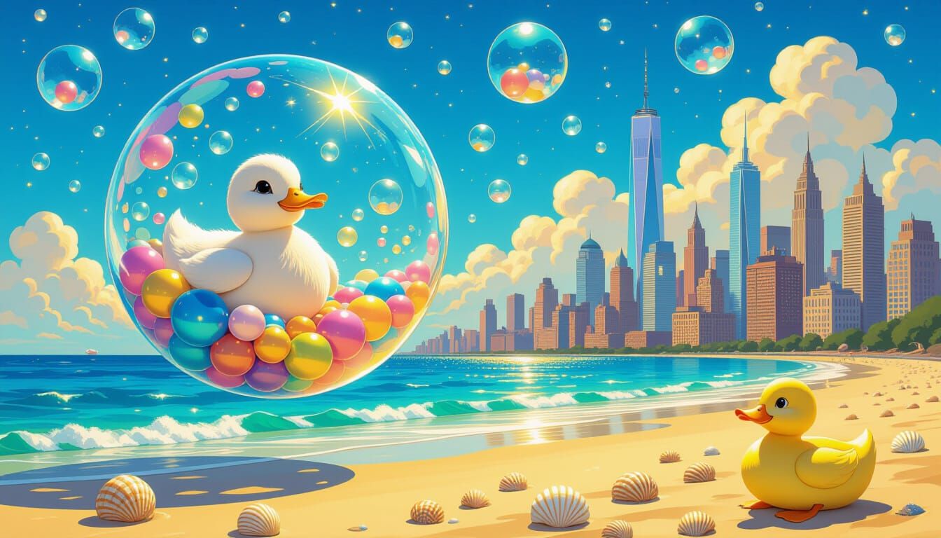 Bubble Fantasy in Beach Holiday Art Nouveau Style