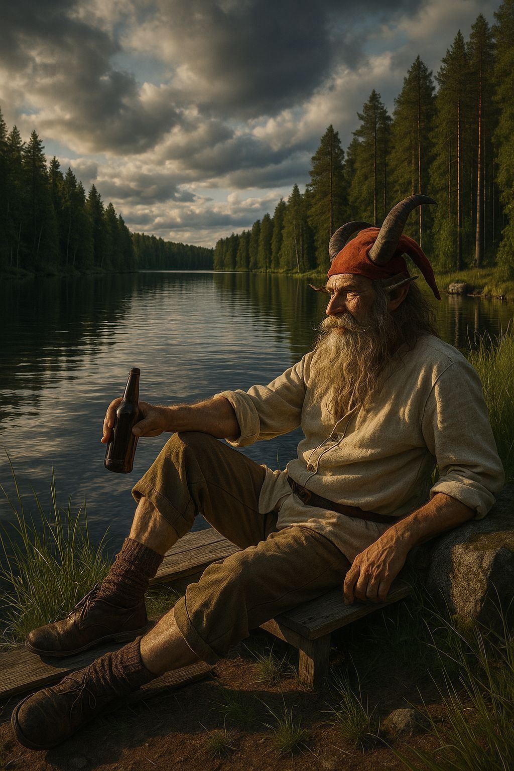 Finnish Nuuti Pukki Summer Vacation by Lake