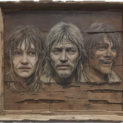 Weathered Face Witnesses Chaos in Primitive Style