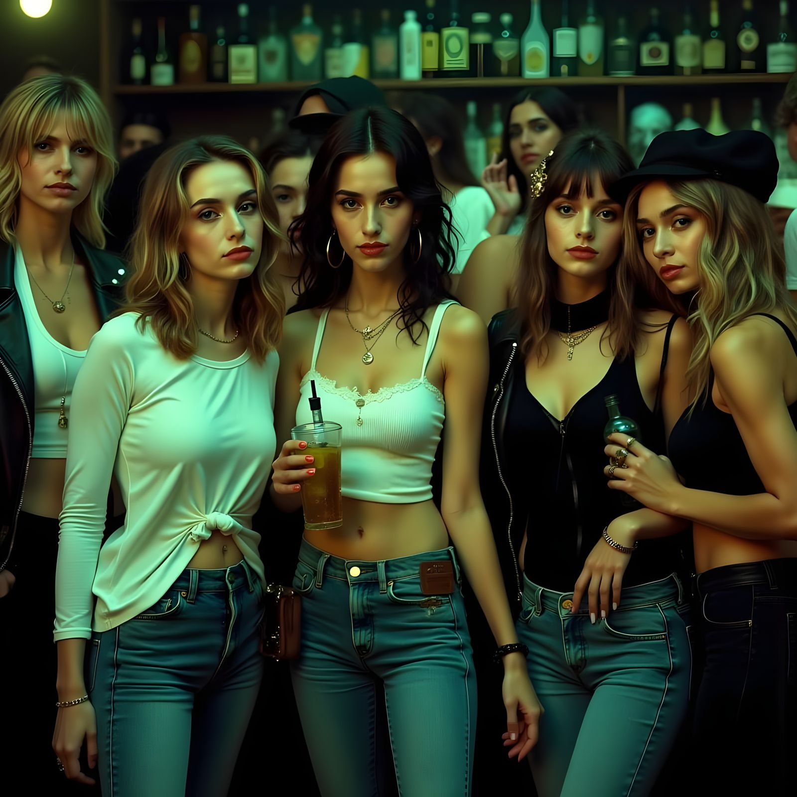 Vibrant Nightlife Scene in a 1930s Cartoon Style