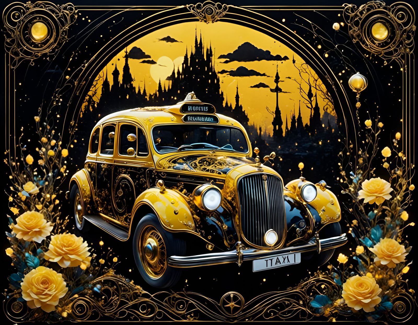 Steampunk Taxi Portrait with Luminescent Details