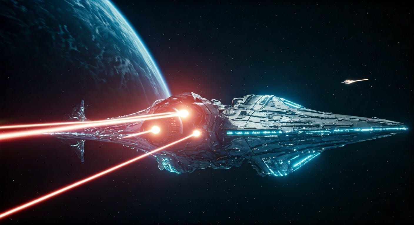 Futuristic Space Battle: Arrowhead Fighter vs Alien Spaceshi...