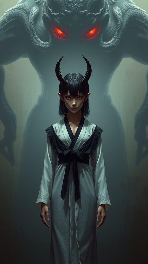 Maiden of the Abyss Controlled by Dark Entity with Red Eyes