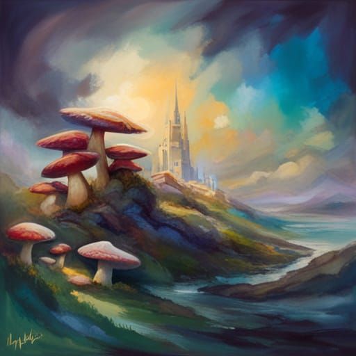 Mushroom Castle in Starry, Electric Paradise