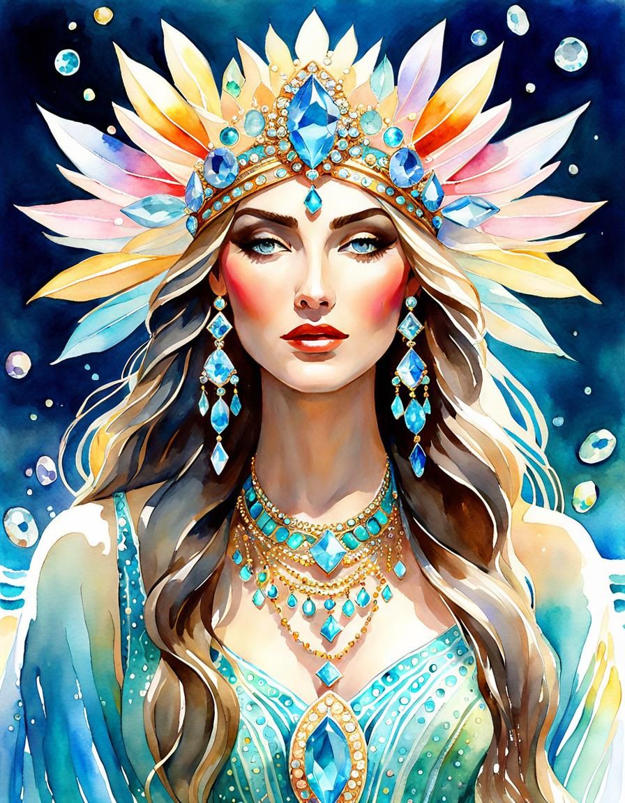 Bohemian Bejeweled Crystals in Watercolor Sketch