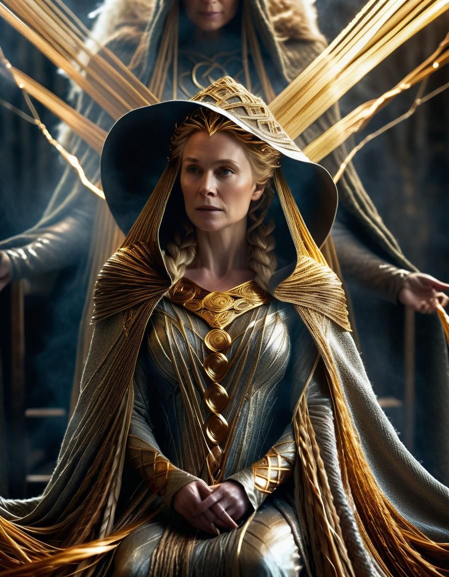 Frigga Weaves Fate: Norse Mythology Portrait