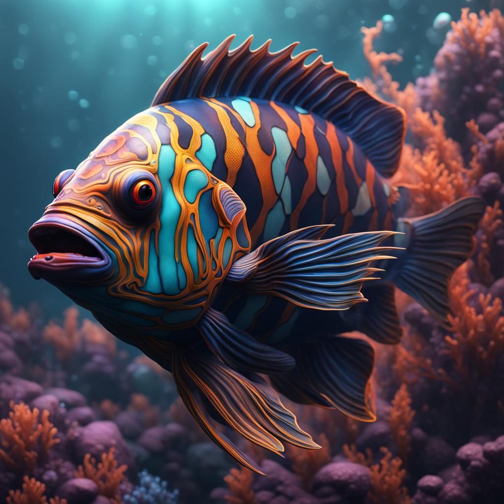 Abstract Fish in Detailed Fantasy Concept Art