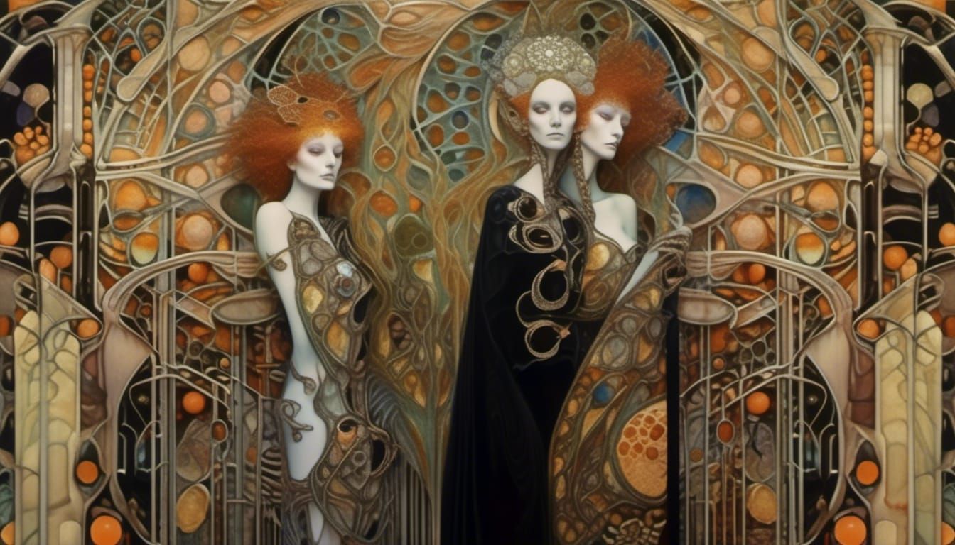 Surreal Post-Apocalyptic Wonderland: Art Nouveau Painting