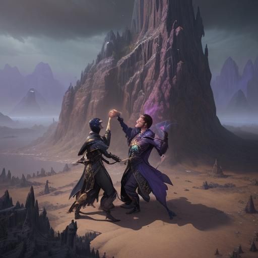 Fantasy Art: Gay Wizards Tickling, Detailed Matte Painting