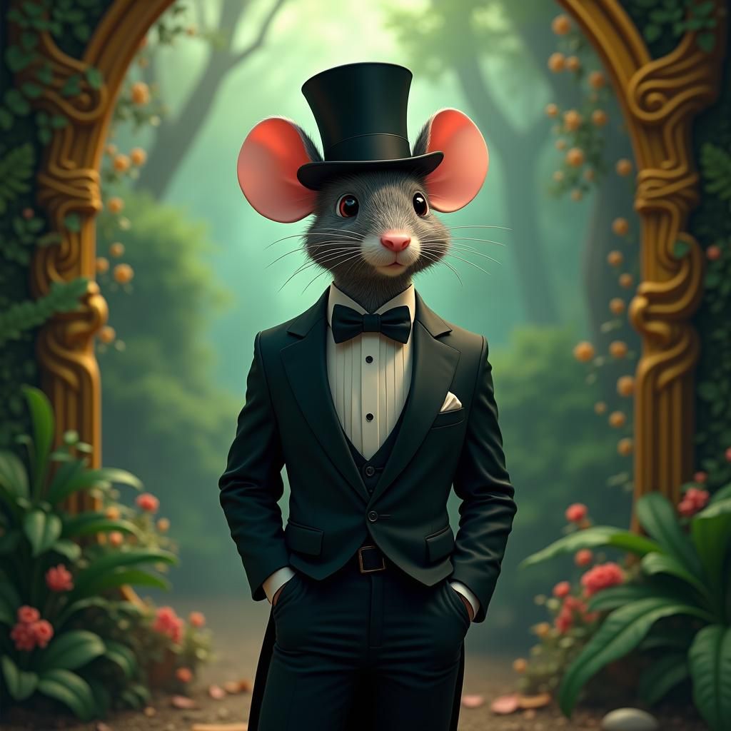 Mouse in Tuxedo: Dreamlike Fantasy Art