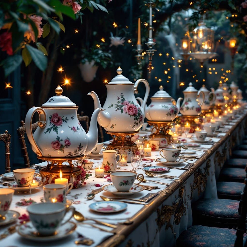 Whimsical Teaparty in Dreamlike Unbirthday Setting