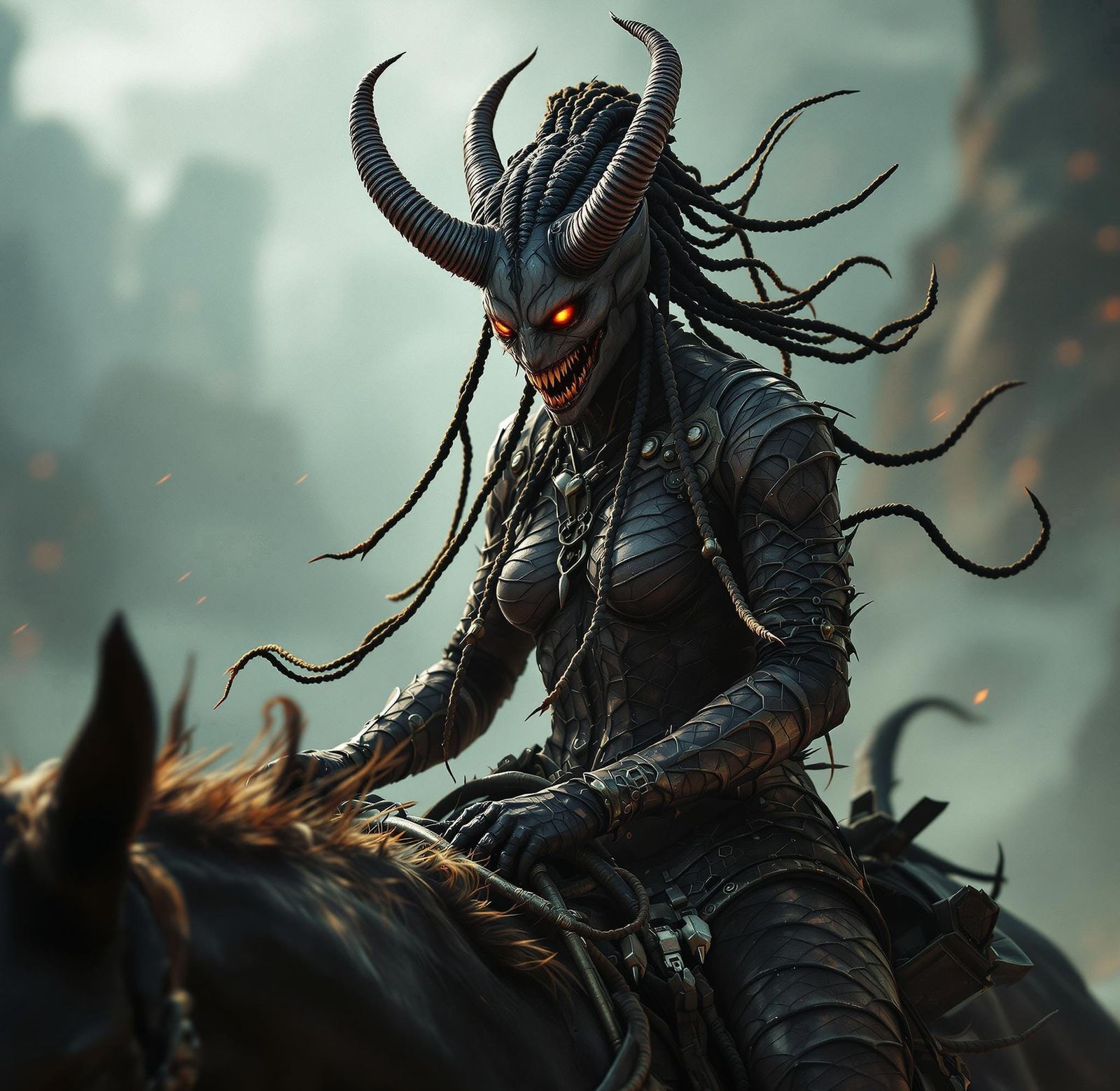 Voodoopunk Hyena Rider: Digital Art Photomontage