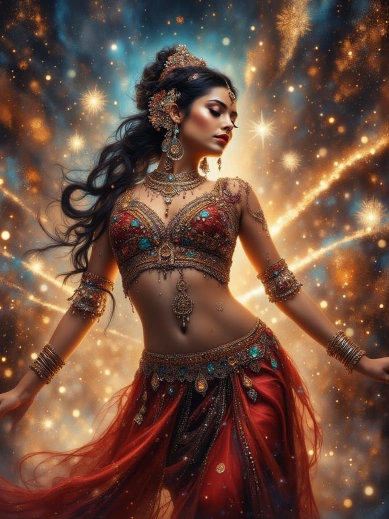 Energetic Bollywood Dancer in Elaborate Attire