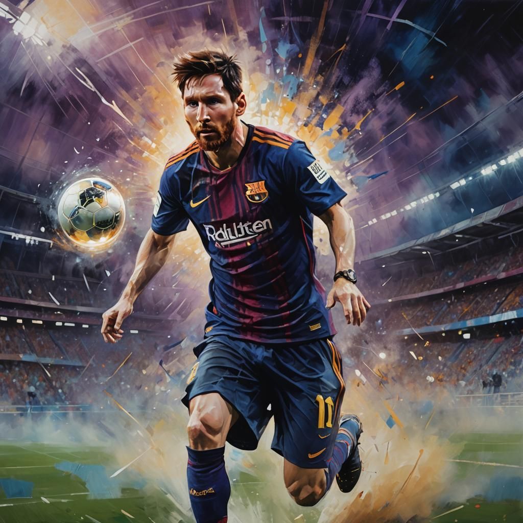 Messi Breaks Through Mystical Orb in Fantasy Stadium