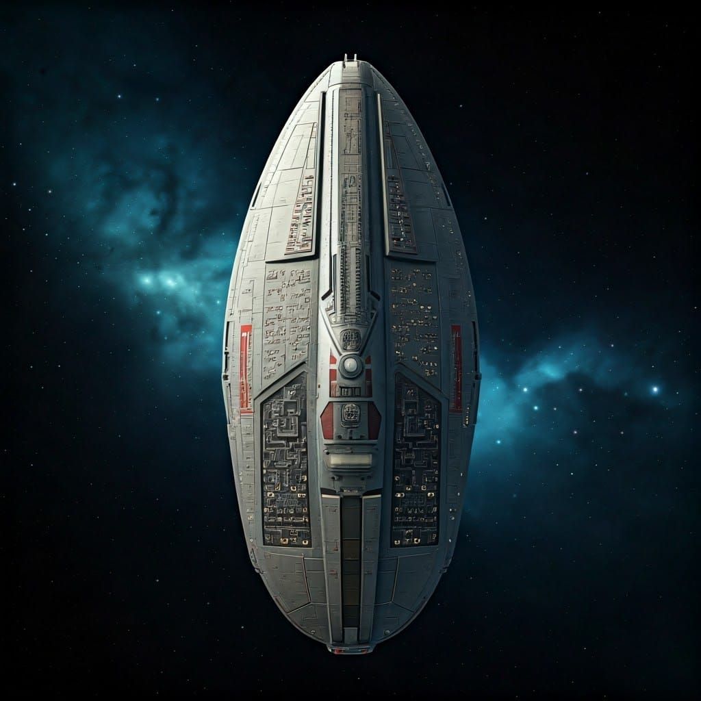 Retro-Futuristic Space Explorer Ship in Top View