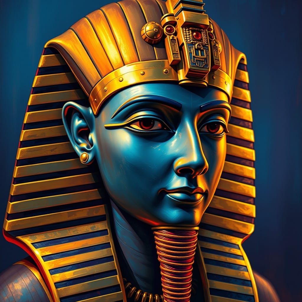 Ancient Egyptian Pharaoh in Vibrant, Hyperrealistic Glory