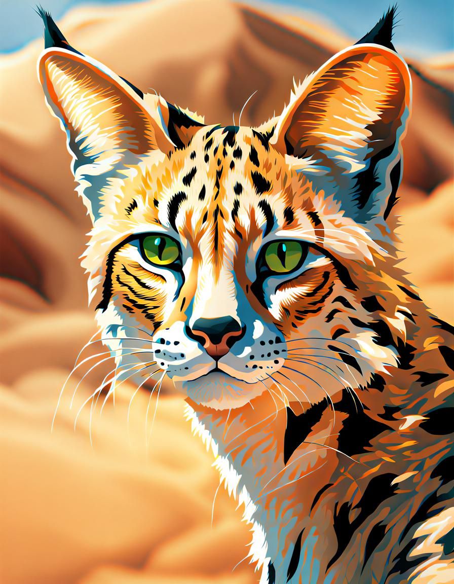 Serval in Sahara: Hyperrealistic Digital Art