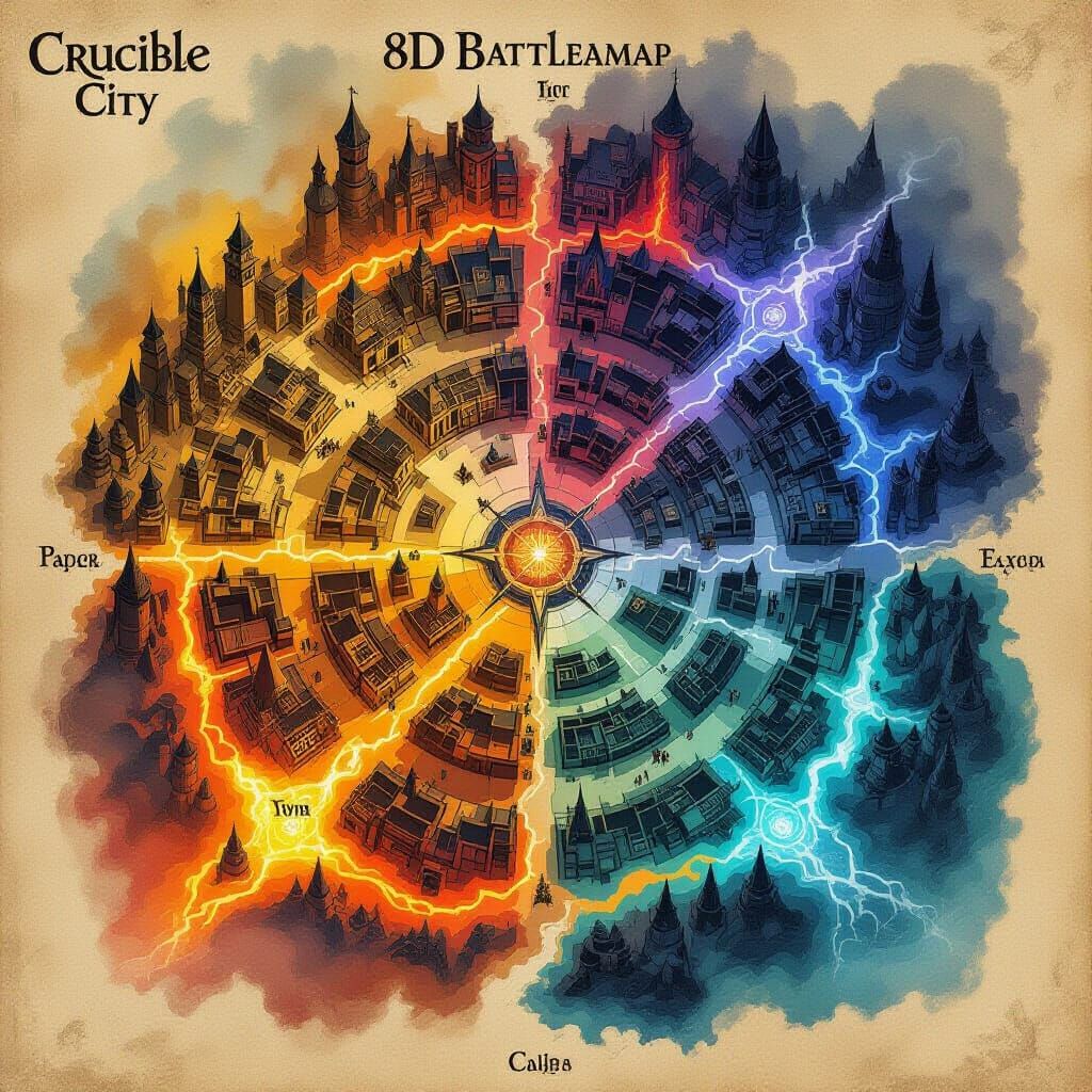 Crucible City D&D Battlemap in Tolkien Style