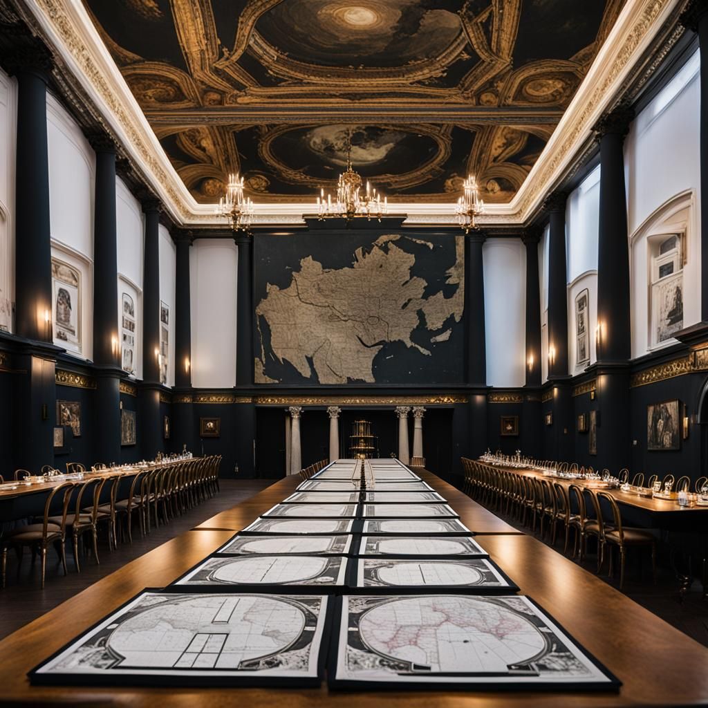 Steampunk Banquet in Dark Mansion Room