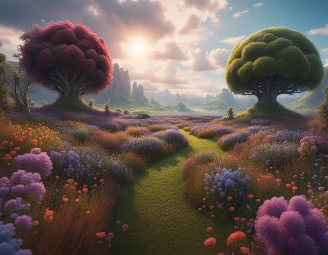 Dramatic Meadow Dreamscape in Digital Matte Painting