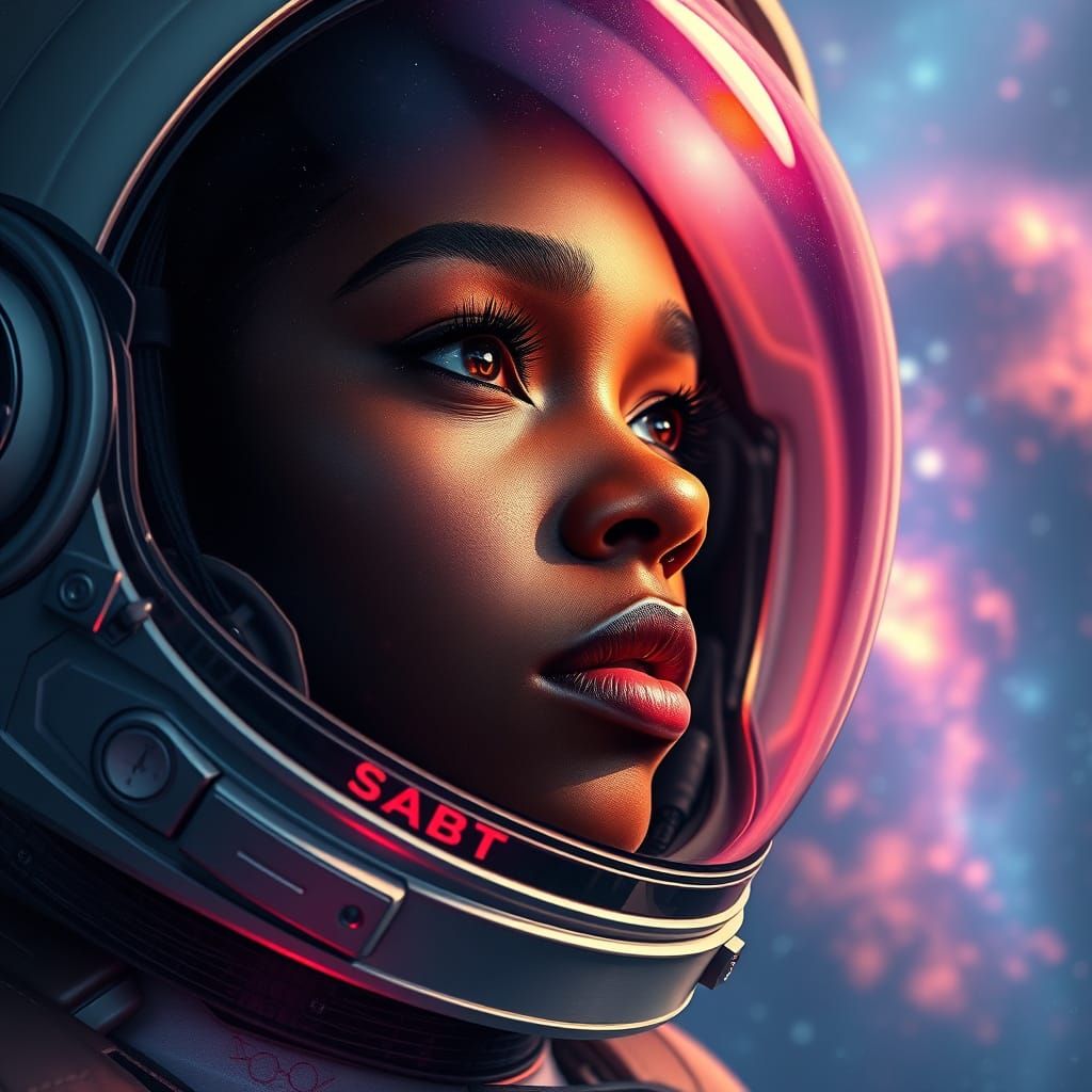 Astronaut Portrait in Cosmic Surrealism Style