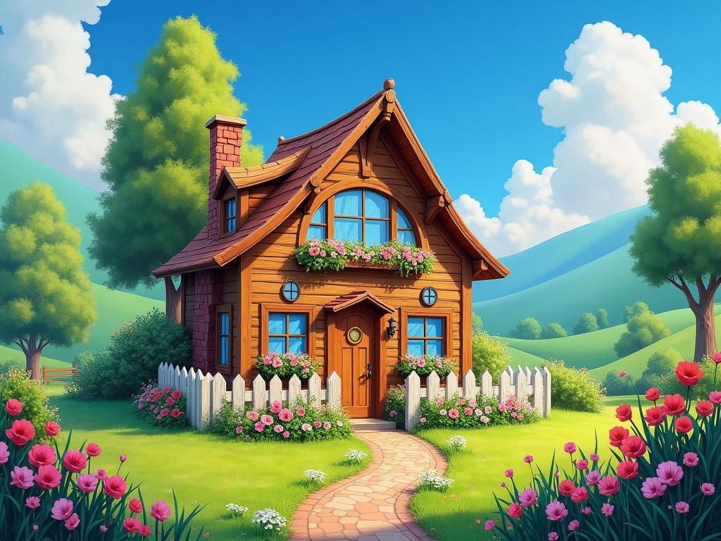 Charming Cottage with Garden in Impressionist Style