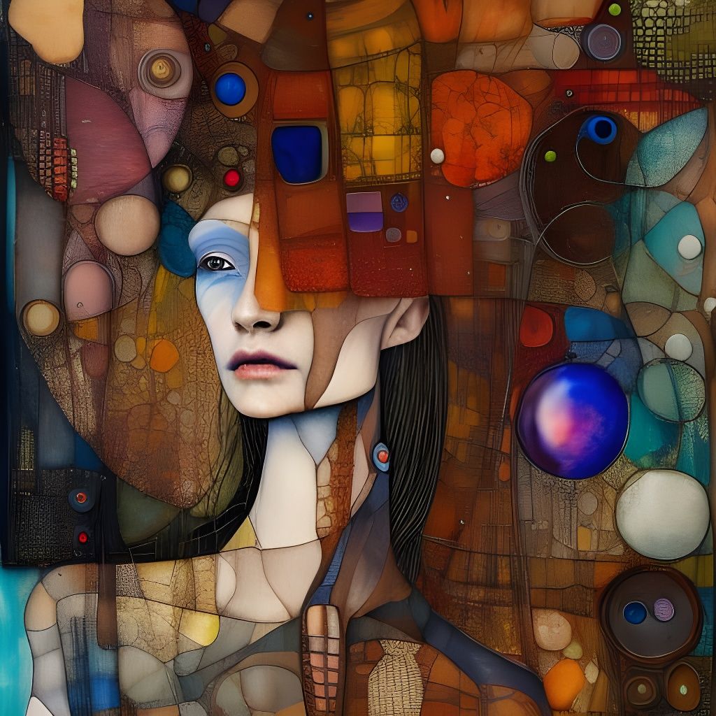 Surreal Woman in Alcohol Ink and Mixed Media