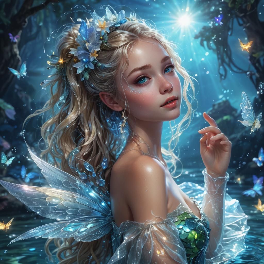 Fairy Dancing on Water: Hyper-Realistic Digital Art