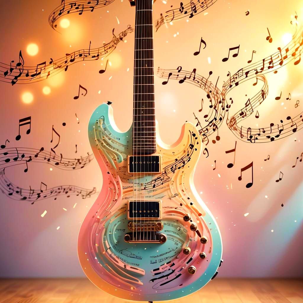 Guitar Made of Musical Notes
