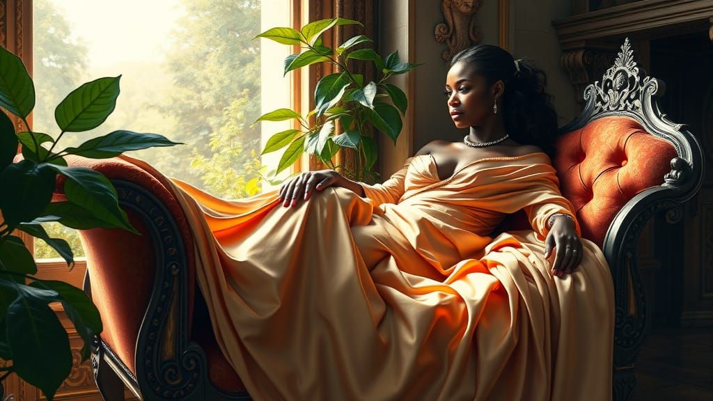 Elegant Renaissance Woman in Serene Setting