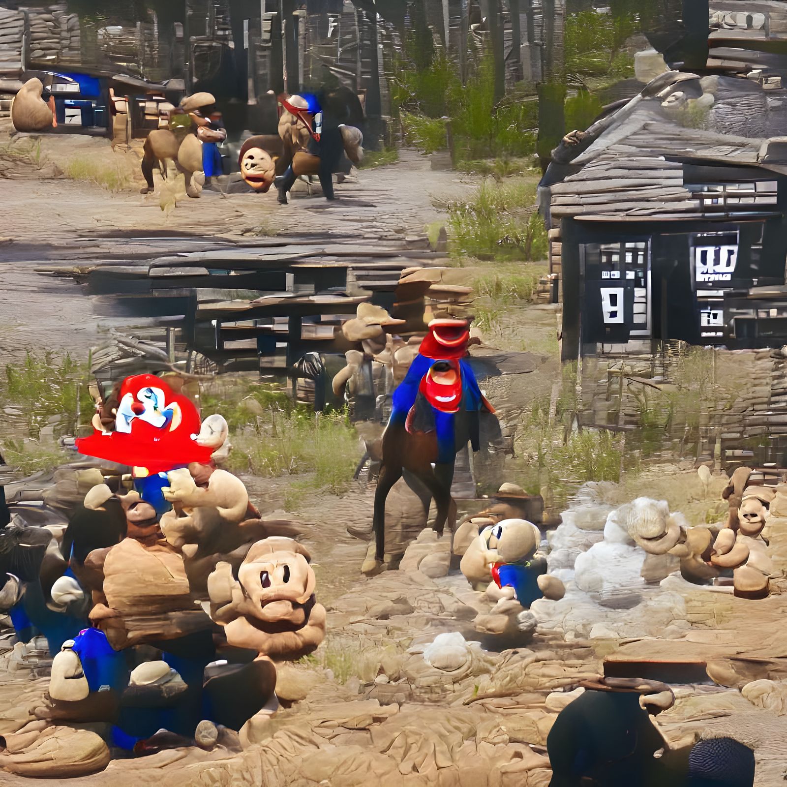 Super Mario in Red Dead Redemption Landscape