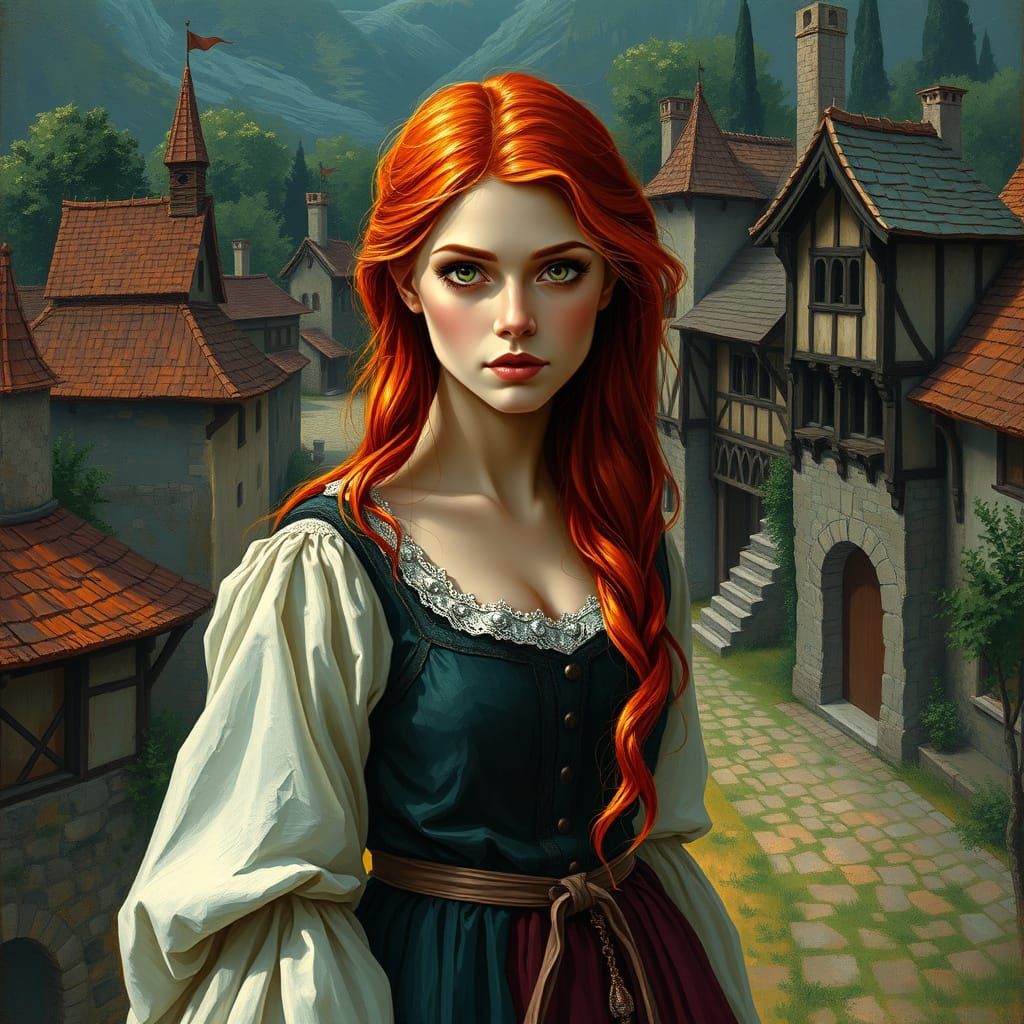 Medieval Woman in Baroque Expressionist Style