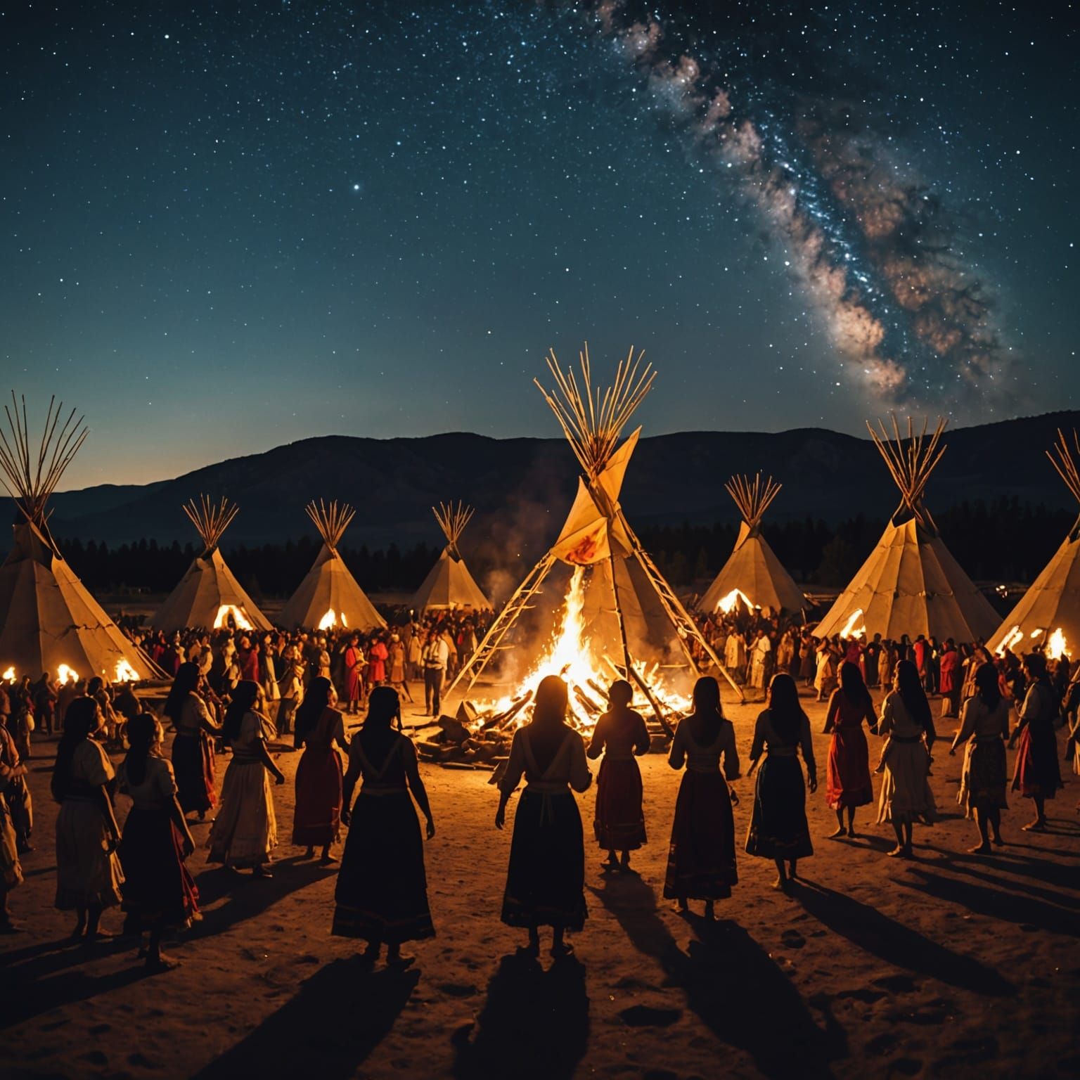 Indigenous Tribe Dance Under Starry Sky in 8K