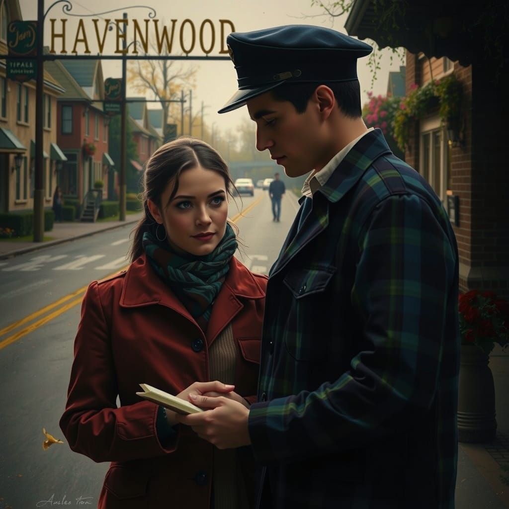 Romantic Havenwood Town Sign in Realistic Style