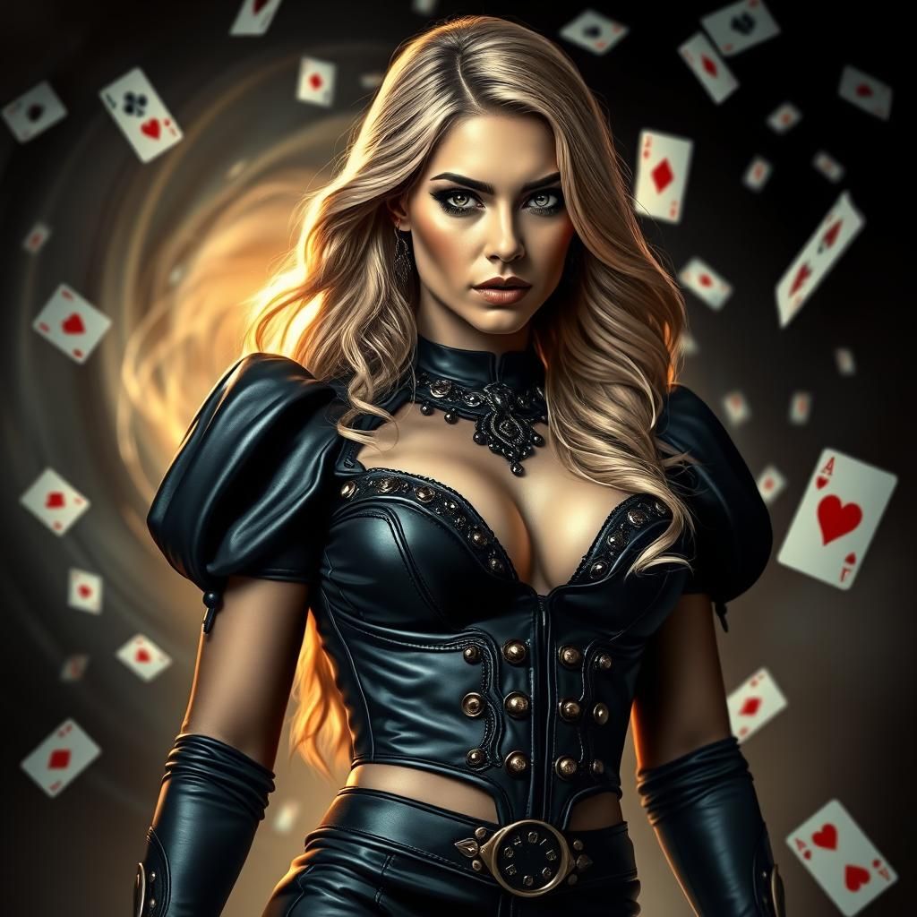 Queen of Hearts in Leather, Hyperrealistic Detail