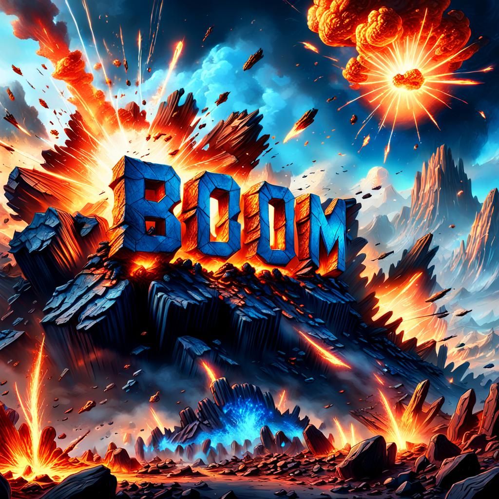Fantasy Explosion with "BOOM" Sign, Concept Art